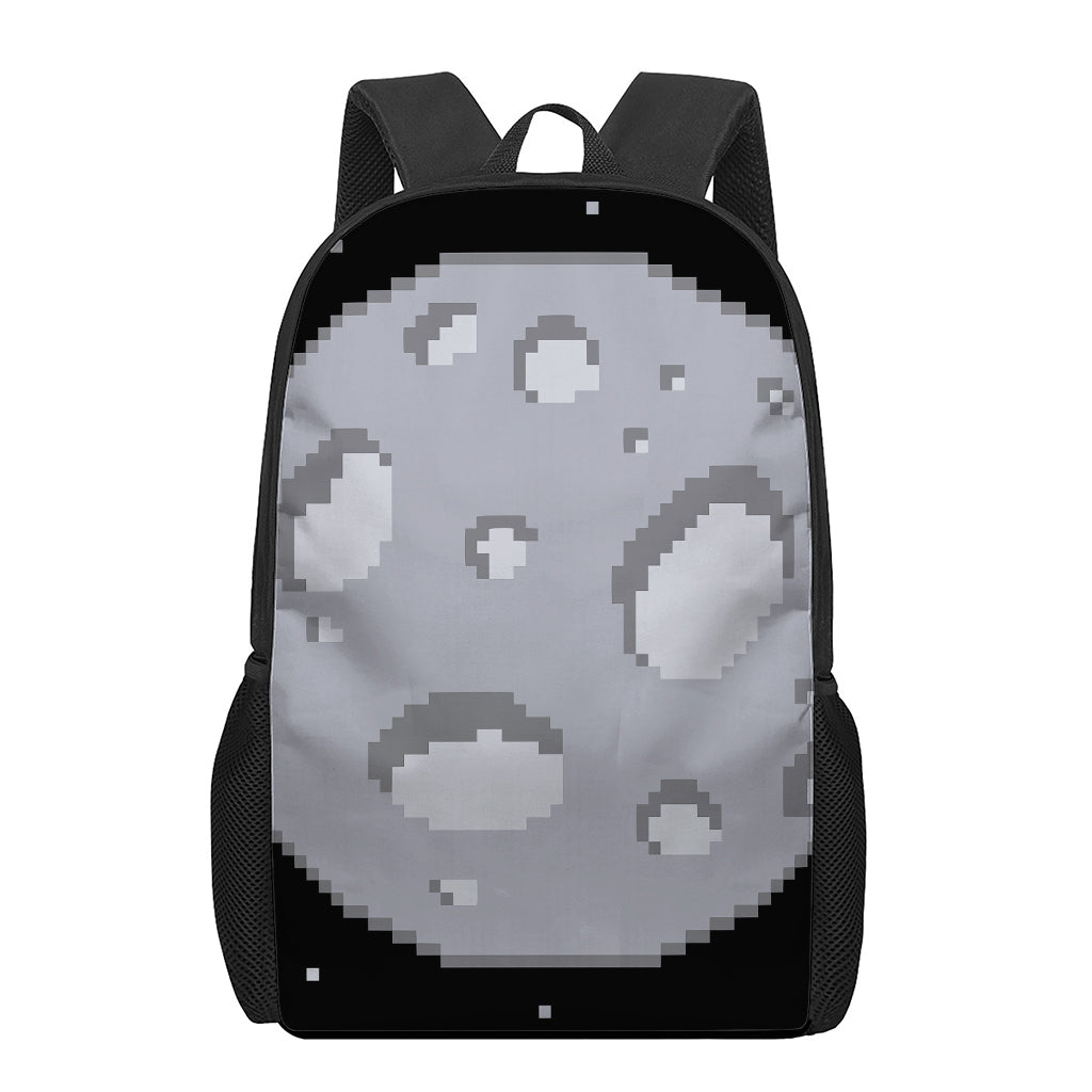 8-Bit Pixel Moon Print 17 Inch Backpack