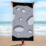8-Bit Pixel Moon Print Beach Towel