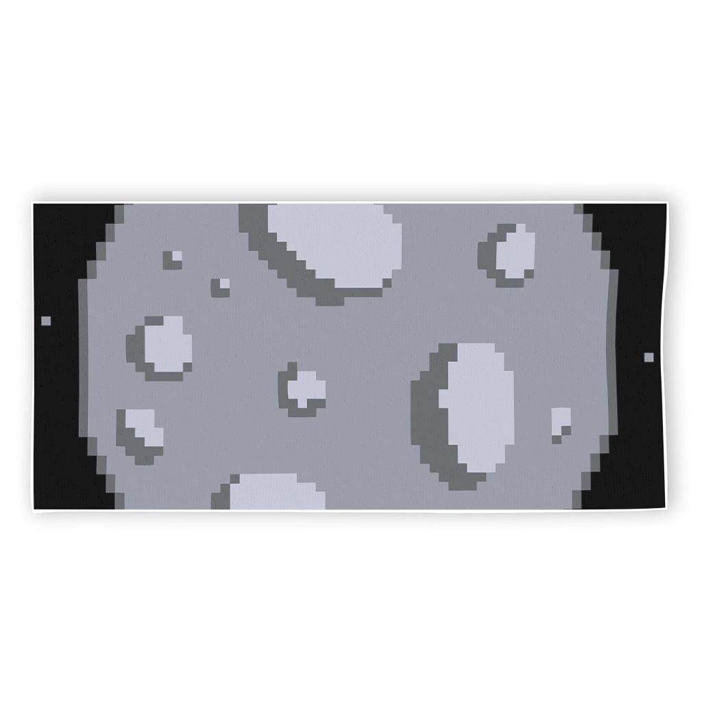 8-Bit Pixel Moon Print Beach Towel