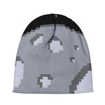 8-Bit Pixel Moon Print Beanie