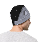 8-Bit Pixel Moon Print Beanie