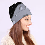 8-Bit Pixel Moon Print Beanie