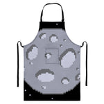 8-Bit Pixel Moon Print Bib Apron With Pocket