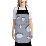 8-Bit Pixel Moon Print Bib Apron With Pocket