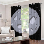 8-Bit Pixel Moon Print Blackout Grommet Curtains