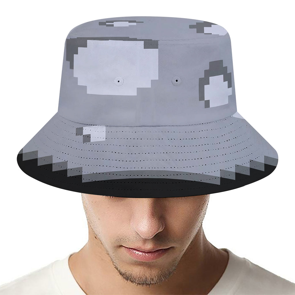 8-Bit Pixel Moon Print Bucket Hat