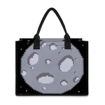 8-Bit Pixel Moon Print Canvas Tote Bag