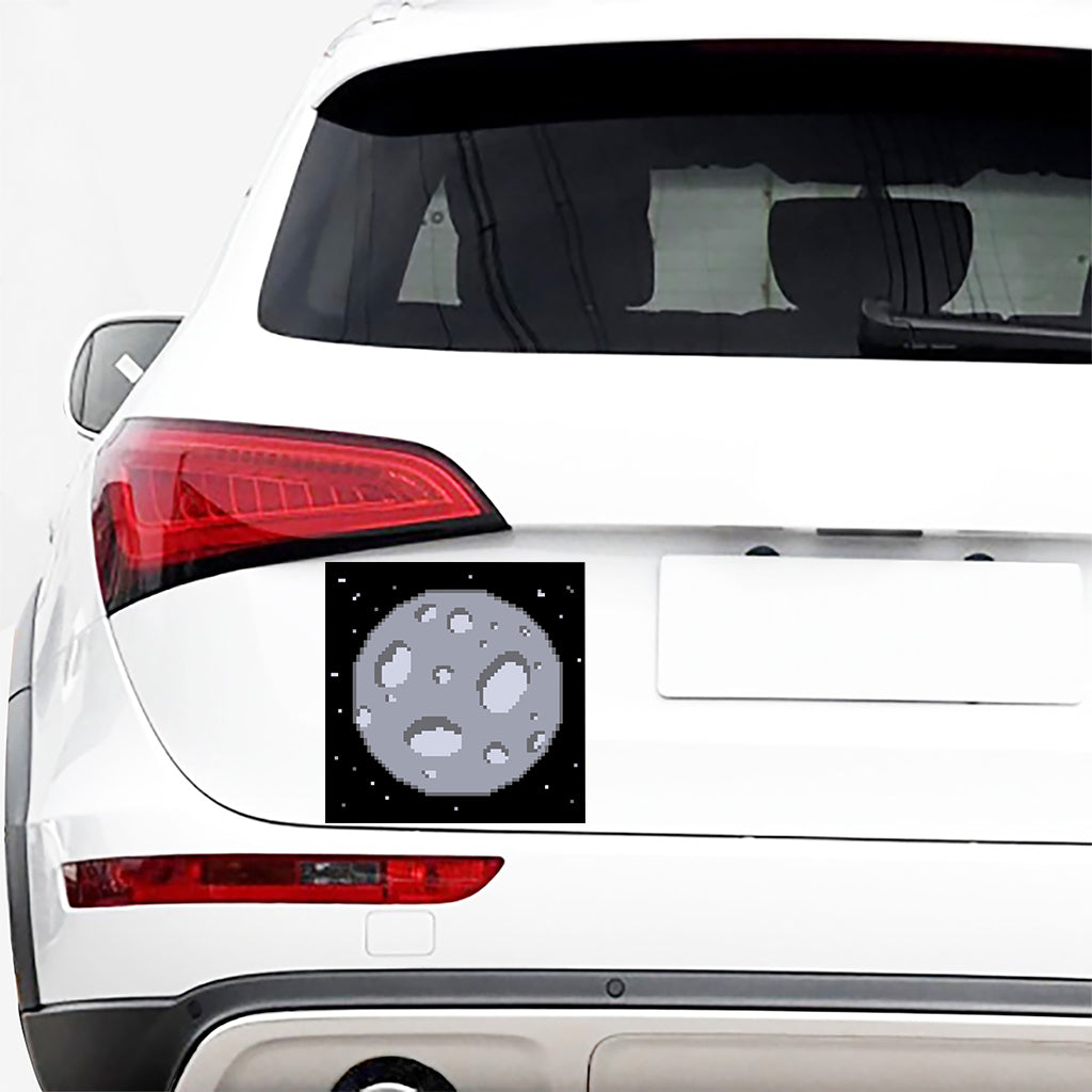 8-Bit Pixel Moon Print Car Sticker