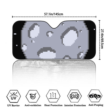 8-Bit Pixel Moon Print Car Windshield Sun Shade