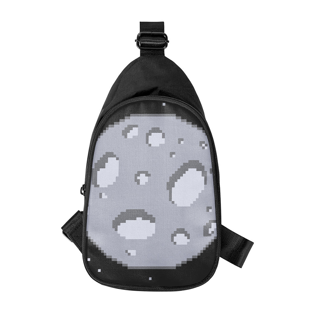 8-Bit Pixel Moon Print Chest Bag