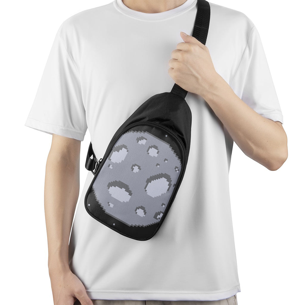 8-Bit Pixel Moon Print Chest Bag