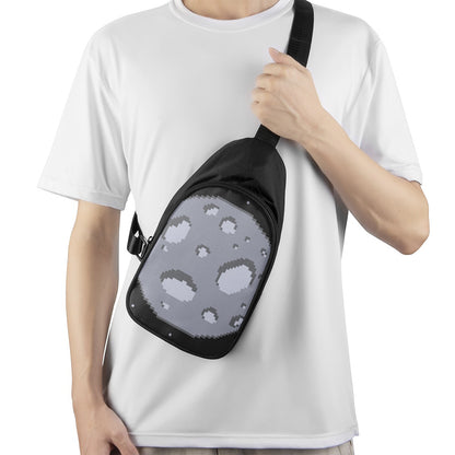 8-Bit Pixel Moon Print Chest Bag