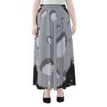 8-Bit Pixel Moon Print Chiffon Maxi Skirt