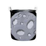 8-Bit Pixel Moon Print Collapsible Laundry Basket