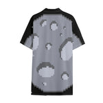 8-Bit Pixel Moon Print Cotton Hawaiian Shirt