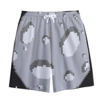 8-Bit Pixel Moon Print Cotton Shorts