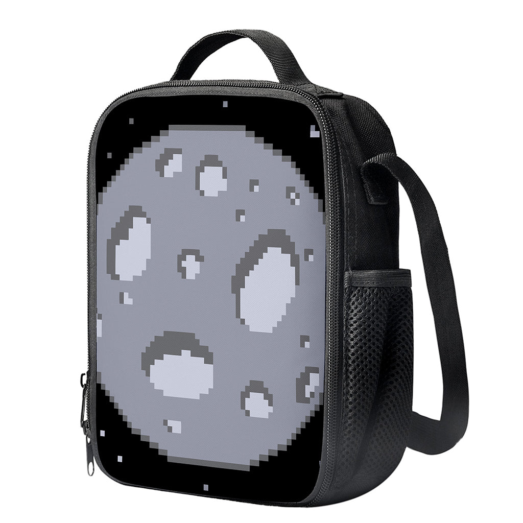 8-Bit Pixel Moon Print Crossbody Lunch Bag