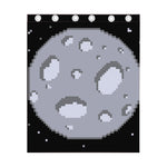 8-Bit Pixel Moon Print Curtain