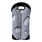 8-Bit Pixel Moon Print Double Neoprene Wine Tote