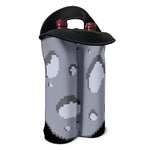 8-Bit Pixel Moon Print Double Neoprene Wine Tote