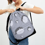 8-Bit Pixel Moon Print Drawstring Backpack