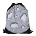 8-Bit Pixel Moon Print Drawstring Bag