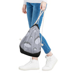 8-Bit Pixel Moon Print Drawstring Bag