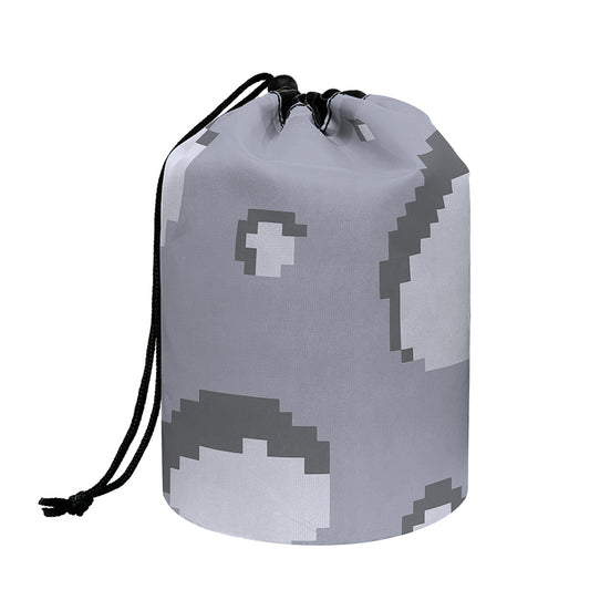 8-Bit Pixel Moon Print Drawstring Makeup Bag