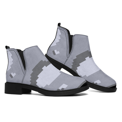8-Bit Pixel Moon Print Flat Ankle Boots