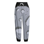 8-Bit Pixel Moon Print Fleece Lined Knit Pants