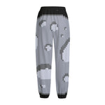 8-Bit Pixel Moon Print Fleece Lined Knit Pants