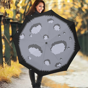 8-Bit Pixel Moon Print Foldable Umbrella