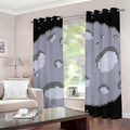 8-Bit Pixel Moon Print Grommet Curtains