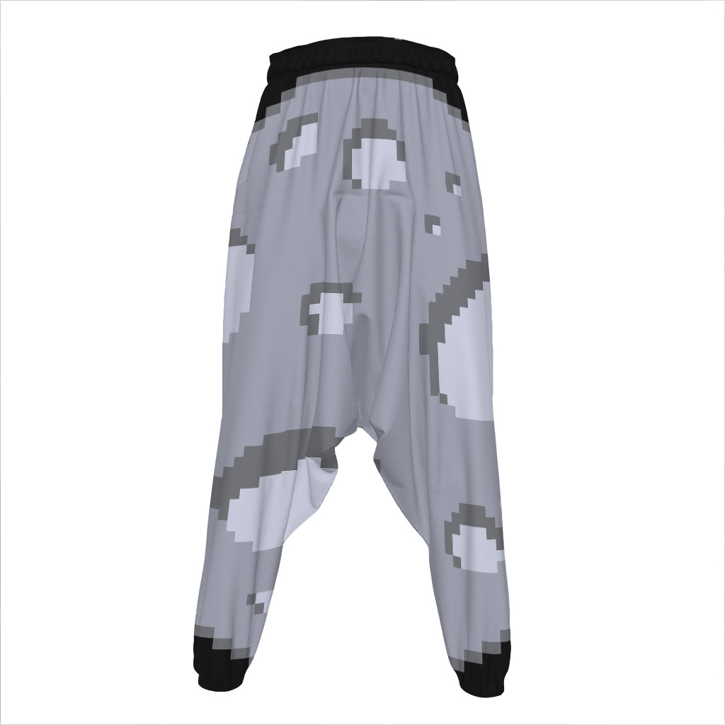 8-Bit Pixel Moon Print Hammer Pants
