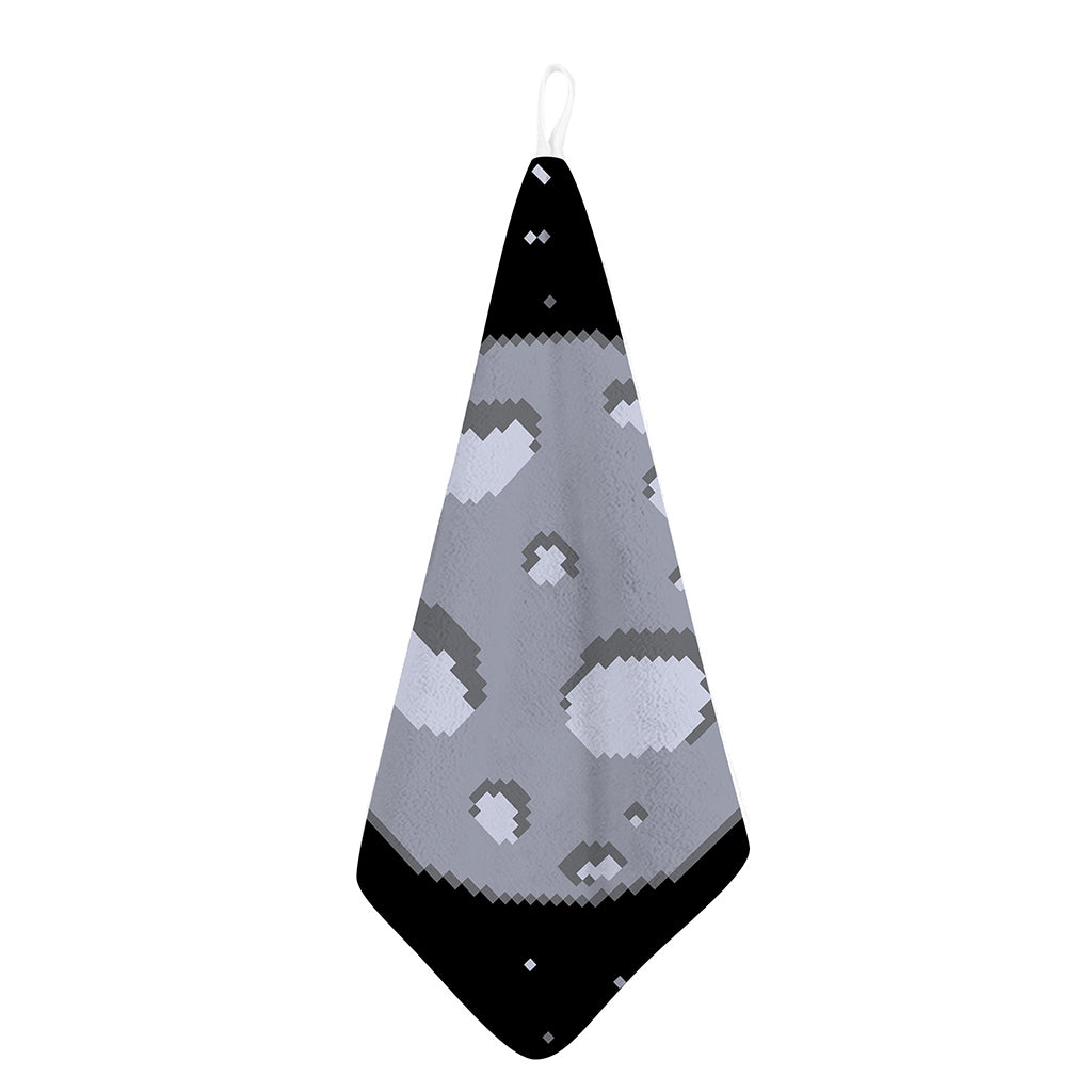 8-Bit Pixel Moon Print Hand Towel