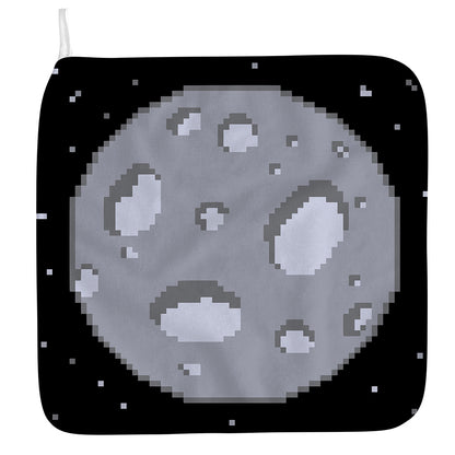 8-Bit Pixel Moon Print Hand Towel