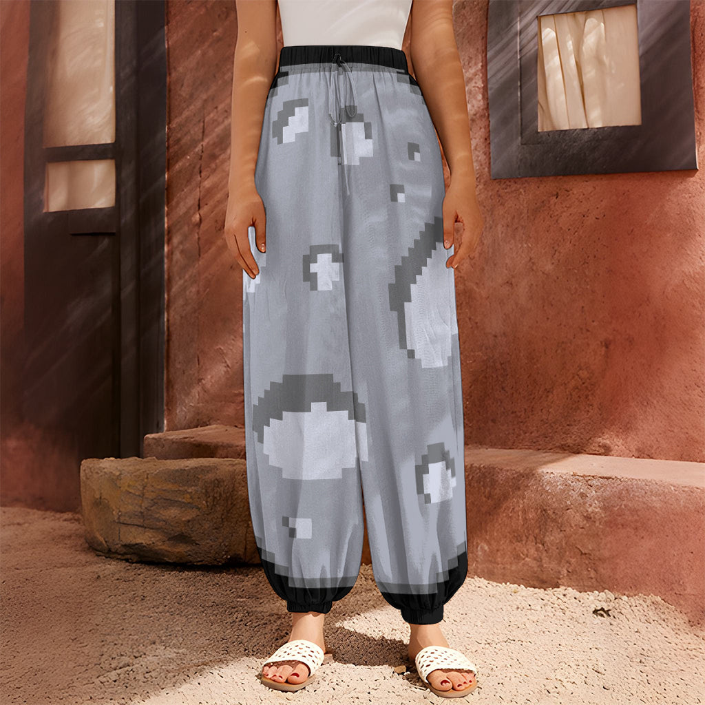 8-Bit Pixel Moon Print Harem Pants