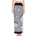 8-Bit Pixel Moon Print High Slit Maxi Skirt
