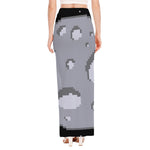 8-Bit Pixel Moon Print High Slit Maxi Skirt