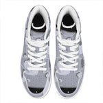 8-Bit Pixel Moon Print High Top Leather Sneakers