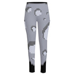 8-Bit Pixel Moon Print High-Waisted Pocket Leggings