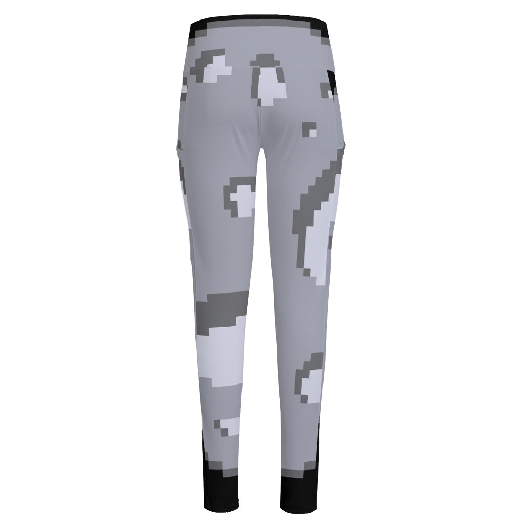 8-Bit Pixel Moon Print High-Waisted Pocket Leggings