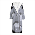 8-Bit Pixel Moon Print Hooded Bathrobe