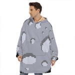 8-Bit Pixel Moon Print Hoodie Blanket