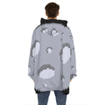 8-Bit Pixel Moon Print Hoodie Blanket