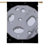 8-Bit Pixel Moon Print House Flag