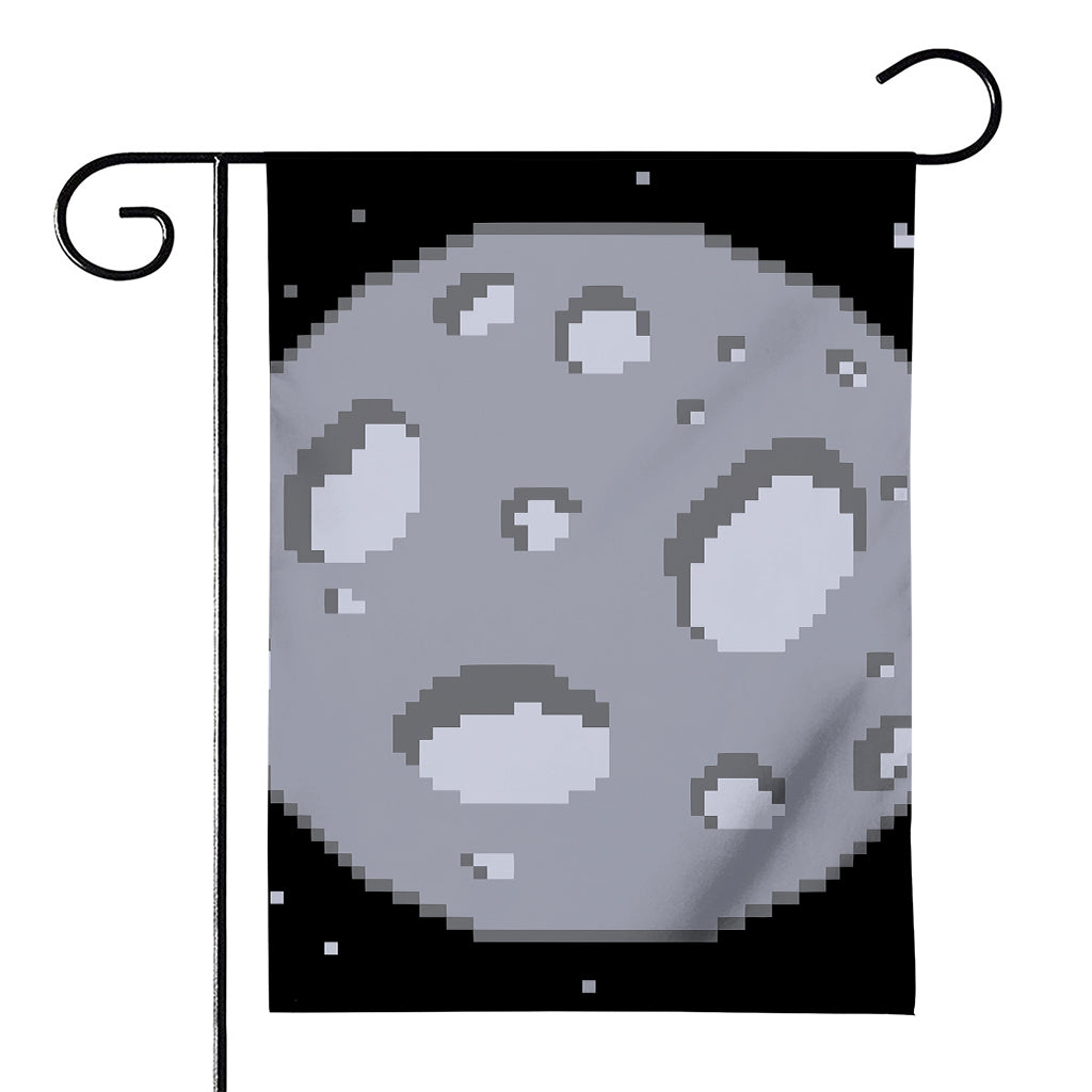 8-Bit Pixel Moon Print House Flag
