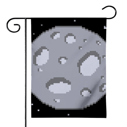 8-Bit Pixel Moon Print House Flag
