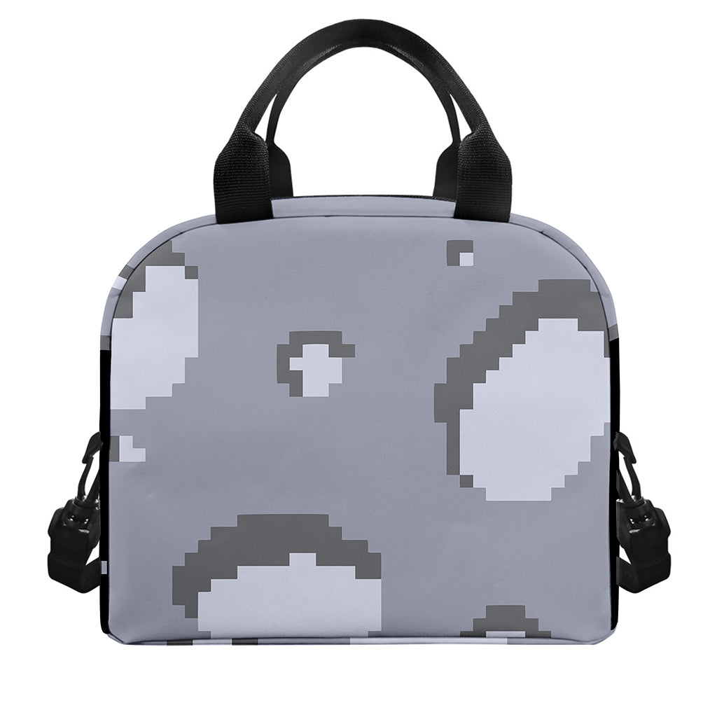 8-Bit Pixel Moon Print Insulated Lunch Bag