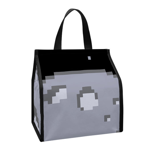 8-Bit Pixel Moon Print Insulated Lunch Tote